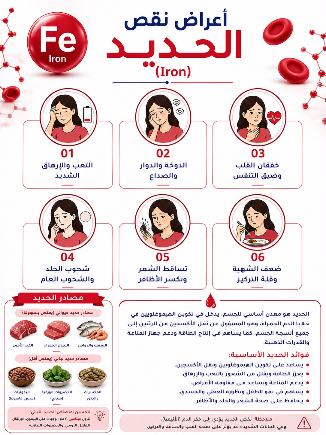 أعراض نقص الحديد